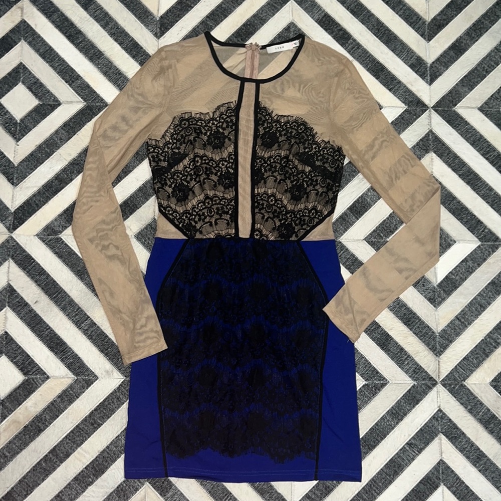 New Lush sheer bodycon dress with lace and mesh